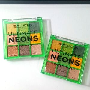 Revolution Ultimate Neons Travel Eyeshdow Palette New 2pc Metallics and shimmer